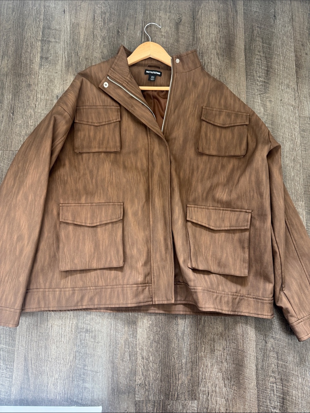 Pretty little thing Brown Utility Faux leather Jacket